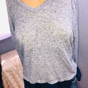 Red Haute Long Sleeve V Neck Navy Bottom